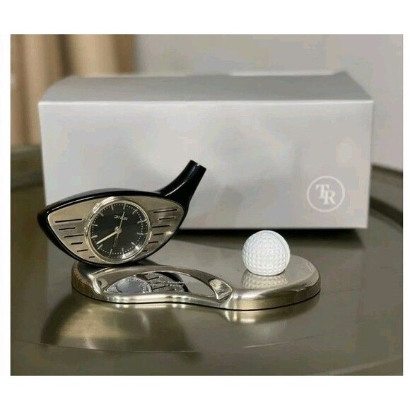 THINGS REMEMBERED FATHERS DAY GIFT  SET GOLF CLUB Clock Pen Business Card Rack - Picture 2 of 15